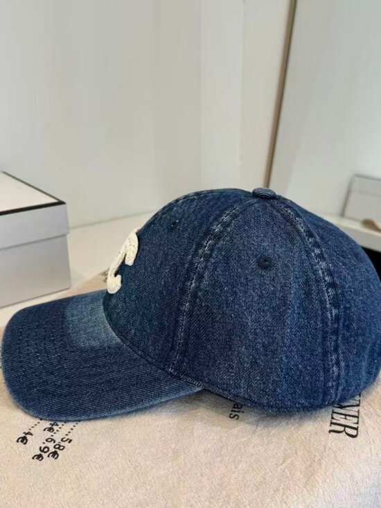 Chanel Blue Denim Baseball Cap with White CC Logo main image 5